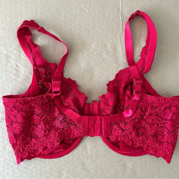 Smart & Sexy Signature Lace Unlined Underwire Bra Plus Size 38DDD Lingerie Red - Picture 5 of 11